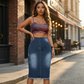 ✨ 50% OFF NOW! 👗 Women's High-Waist Frayed Hem Denim Skirt – Vintage Distressed & A-Line Fit