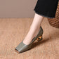 🐍 50% OFF! 👠 Women's Snakeskin Block Heel Pumps – Square Toe, Metal Accent & All-Day Comfort ✨
