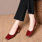 🐍 50% OFF! 👠 Women's Snakeskin Block Heel Pumps – Square Toe, Metal Accent & All-Day Comfort ✨