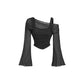 💃 50% OFF! 🌸 Off Shoulder Ruched Mesh Top – Flare Sleeves & Hourglass Fit ✨