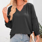 ✨ 50% OFF NOW! 🌸 Women's Casual V-Neck Lantern Sleeve Top – Hollow-Out Detail, Smocked Cuffs & Breathable Texture