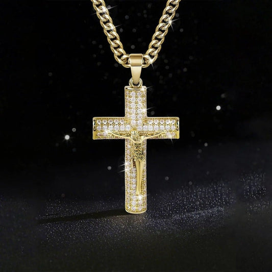 ✝️ 50% OFF NOW! 🔥 Jesus Crucifix Pendant Necklace – 14K Real Gold Plated, Spiritual Protection & Gift-Ready Box 🙏
