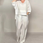 🌿 50% OFF NOW! 👗 Irregular Hem Cotton Linen Set – Flowy Top & Wide-Leg Pants ✨