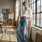 ✨ 50% OFF NOW! 💎 Women's Floral Jacquard Wide-Leg Denim Pants – Vintage Romance & High-Waist Chic 👖🌸