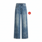 ✨ 50% OFF NOW! 💎 Women's Floral Jacquard Wide-Leg Denim Pants – Vintage Romance & High-Waist Chic 👖🌸