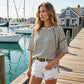 🔥 50% OFF NOW! 👕 Women's Striped Relaxed Fit T-Shirt – Timeless Comfort & Effortless Style 🌟👖