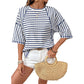 🔥 50% OFF NOW! 👕 Women's Striped Relaxed Fit T-Shirt – Timeless Comfort & Effortless Style 🌟👖
