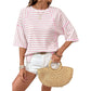 🔥 50% OFF NOW! 👕 Women's Striped Relaxed Fit T-Shirt – Timeless Comfort & Effortless Style 🌟👖