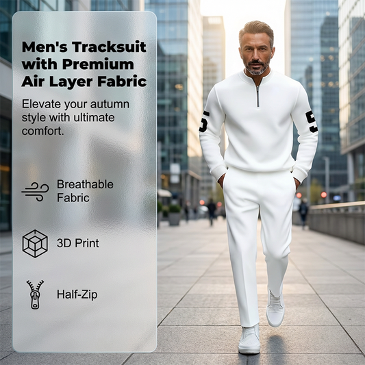 🏃‍♂️ 50% OFF NOW! 👕 Slim Athletic Fit 2-Piece Set – 3D Print Half-Zip & Breathable Pants 🍂👟