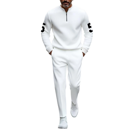 🏃‍♂️ 50% OFF NOW! 👕 Slim Athletic Fit 2-Piece Set – 3D Print Half-Zip & Breathable Pants 🍂👟
