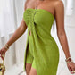 🔥 50% OFF NOW! 👗 Women's Strapless Split Hem Top & Shorts Set – Sexy & Sophisticated! 🌿☕