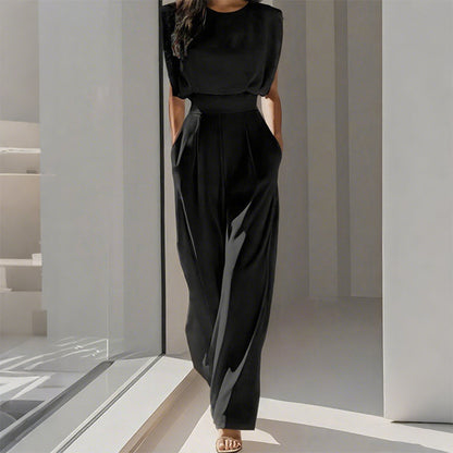 🌟 50% OFF NOW! 👗 Solid Color Wide-Legged Jumpsuit – Elegant, Comfy & Versatile for Any Occasion 🏖️💼