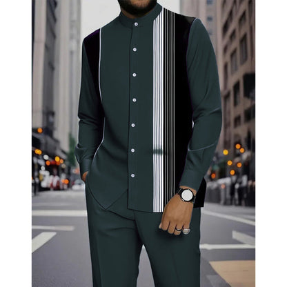 🍂 50% OFF NOW! 👔 Men's Striped 2-Piece Set – Tailored Fit & Premium Fabric ✨