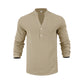 🍃 50% OFF NOW! 👔 Men's Casual Linen Blend Henley – Breathable, Wrinkle-Free & Effortlessly Cool ✨