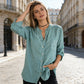 ✨ 50% OFF NOW! 👚 Women's V-Neck Striped Shirt with Sparkling Sequins – Glamour Meets Comfort 🌟👔