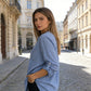 ✨ 50% OFF NOW! 👚 Women's V-Neck Striped Shirt with Sparkling Sequins – Glamour Meets Comfort 🌟👔