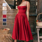 🌹 50% OFF NOW! 👗 Spaghetti Strap Pleated Corset Midi Dress – Timeless Elegance & Practical Pockets ✨
