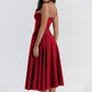 🌹 50% OFF NOW! 👗 Spaghetti Strap Pleated Corset Midi Dress – Timeless Elegance & Practical Pockets ✨