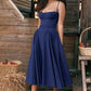 🌹 50% OFF NOW! 👗 Spaghetti Strap Pleated Corset Midi Dress – Timeless Elegance & Practical Pockets ✨