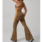 🌿 50% OFF NOW! 🐆 Women's Cheetah Print Workout Jumpsuit with Built-in Bra ✨