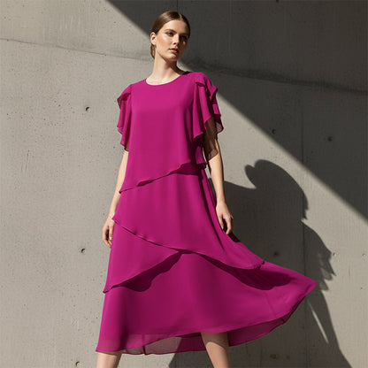 🌸 55% OFF NOW! 👗 Elegant Layered Dress with Flutter Sleeves – Cascading Tiers, Loose Fit & Versatile Style ✨