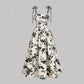 🌼 50% OFF NOW! 👗 Women's Floral Print Tie-Strap Midi Dress – Adjustable Straps, A-Line & Breathable Fabric 🌸