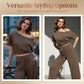 👗 50% OFF NOW! 🌸 Women's Off-Shoulder Top & Pants 2-Piece Set – Asymmetrical Top, Wide-Leg Pants & Breathable Fabric ✨