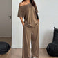 👗 50% OFF NOW! 🌸 Women's Off-Shoulder Top & Pants 2-Piece Set – Asymmetrical Top, Wide-Leg Pants & Breathable Fabric ✨