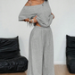 👗 50% OFF NOW! 🌸 Women's Off-Shoulder Top & Pants 2-Piece Set – Asymmetrical Top, Wide-Leg Pants & Breathable Fabric ✨
