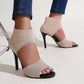 👠 50% OFF NOW! 🐆 Women's Stylish Slim Heel Sandals – Open-Toe, Elasticized Upper & No Instep Snagging ✨