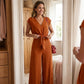 👗 50% OFF NOW! 🌿 Women's V-Neck Tie-Front Top & Wide-Leg Pants Set – Breathable Linen, Flattering Fit & Versatile Style ✨