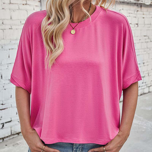 👕 50% OFF NOW! 🌸 Women's Casual Loose Short Sleeve Top – Soft Fabric, Crew Neck & Everyday Style ☁️