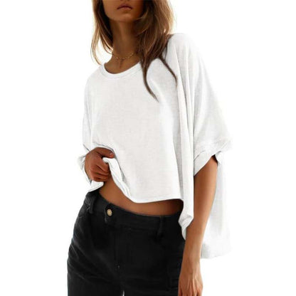 👕 50% OFF NOW! 🌸 Women's Casual Loose Short Sleeve Top – Soft Fabric, Crew Neck & Everyday Style ☁️