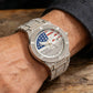 ⌚ 50% OFF NOW! 🦅 Gold Plated Hip Hop Style Patriotic Watch – Iced Out, Eagle Dial & Quartz Movement 🇺🇸