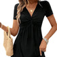 👗 50% OFF NOW! 💫 Women's V-Neck Front Knotted Sleeveless Dress – Knotted Detail, Pleated & Cinched Waist 🌸