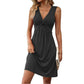 👗 50% OFF NOW! 💫 Women's V-Neck Front Knotted Sleeveless Dress – Knotted Detail, Pleated & Cinched Waist 🌸
