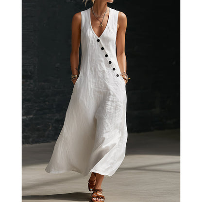 👗 50% OFF NOW! 🌼 2026 New Arrival – Women's Sleeveless V-Neck Maxi Dress with Pockets 🌸