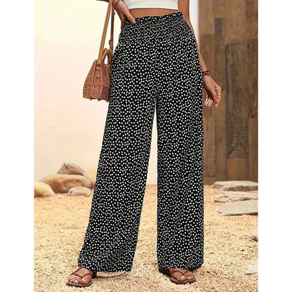 👖 50% OFF NOW! 🌸 Women's Smocked High Waist Wide Leg Pants – Elastic Waistband, Flowy Cut & Lightweight 🌿