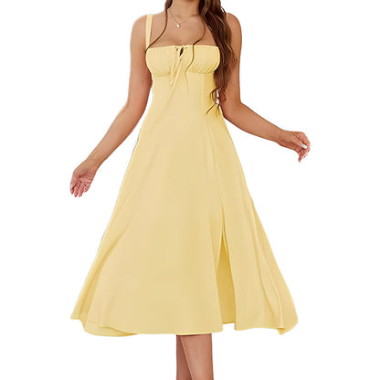 👗 50% OFF NOW! 🔥 Women's Elegant Lace-Up Dress with Side Slit – Adjustable Fit, Flowy Hem & Breathable Fabric ✨
