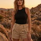 🩳 50% OFF NOW! 👖 Women's High-Waist Cargo Shorts with Pockets – Flattering Fit, Premium Blend & Versatile Style – Perfect for Casual Days 👜