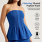 👗 50% OFF NOW! ✨ Women's Strapless Pleated Peplum Top & Pants Set – Soft Breathable Fabric, Flattering Waist & Wide Leg 🎀