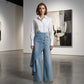 👖 50% OFF NOW! 🌀 Asymmetrical Wrap Denim Skirt Pants – High-Waisted, Wide-Leg & Decorative Button Placket ✨