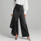 👖 50% OFF NOW! 🌀 Asymmetrical Wrap Denim Skirt Pants – High-Waisted, Wide-Leg & Decorative Button Placket ✨