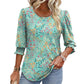 👚 50% OFF NOW!✨ Women's Casual 3/4 Sleeve Blouse – Wide Neck & Elastic Cuffs – Versatile All-Season Top – Easy Care Polyester Shirt 👗