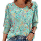 👚 50% OFF NOW!✨ Women's Casual 3/4 Sleeve Blouse – Wide Neck & Elastic Cuffs – Versatile All-Season Top – Easy Care Polyester Shirt 👗