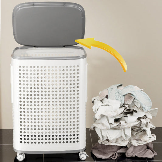 🧺 50% OFF NOW! 🌀 Large Ventilated Laundry Basket – Effortless Mobility, Ventilated Design & Concealing Lid 🏠