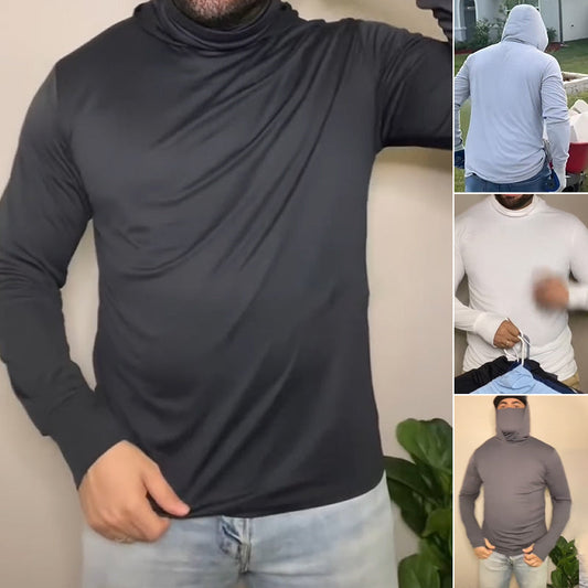 🏃 50% OFF NOW! ☀️ Men's Lightweight Quick-Dry UV Protection Hoodie – Built-in Face Cover, 4-Way Stretch & Sweat-Wicking 💨