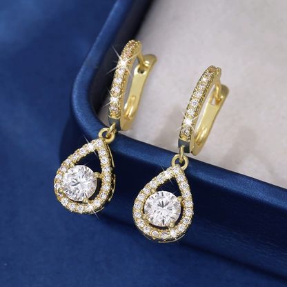 💎 60% OFF NOW! ✨ Elegant Teardrop Dangle Hoop Earrings – Synthetic Zircon, Pavé Setting & Versatile Style 🎀