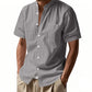👕 50% OFF NOW! 🌿 Men's Casual Button-Down Short Sleeve Shirt – Breathable Linen Blend, Band Collar & Easy Care ✨