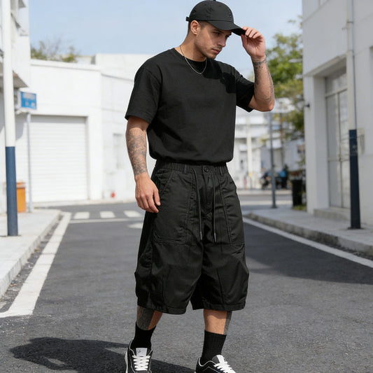 👖 50% OFF NOW! 🌿 Men's Plus Size Casual Drawstring Capri Pants – Wide-Leg Loose Fit, Adjustable Waist & Large Pockets ✨